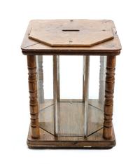 American Oak Railway Ticket Box Height 21 x width 17 1/2 x depth 17 1/2 inches