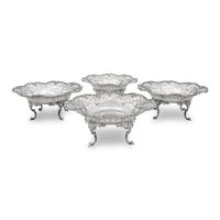 A Set of Four Scottish Edwardian Silver Reticulated Bowls