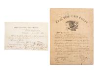 [CIVIL WAR]. A group of documents including muster rolls, discharge papers, and documents from headquarters, highlighted by a muster roll of Company A, 3rd Louisiana Cavalry.