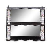 A Meissen Porcelain Mounted Ebonized Shelf
