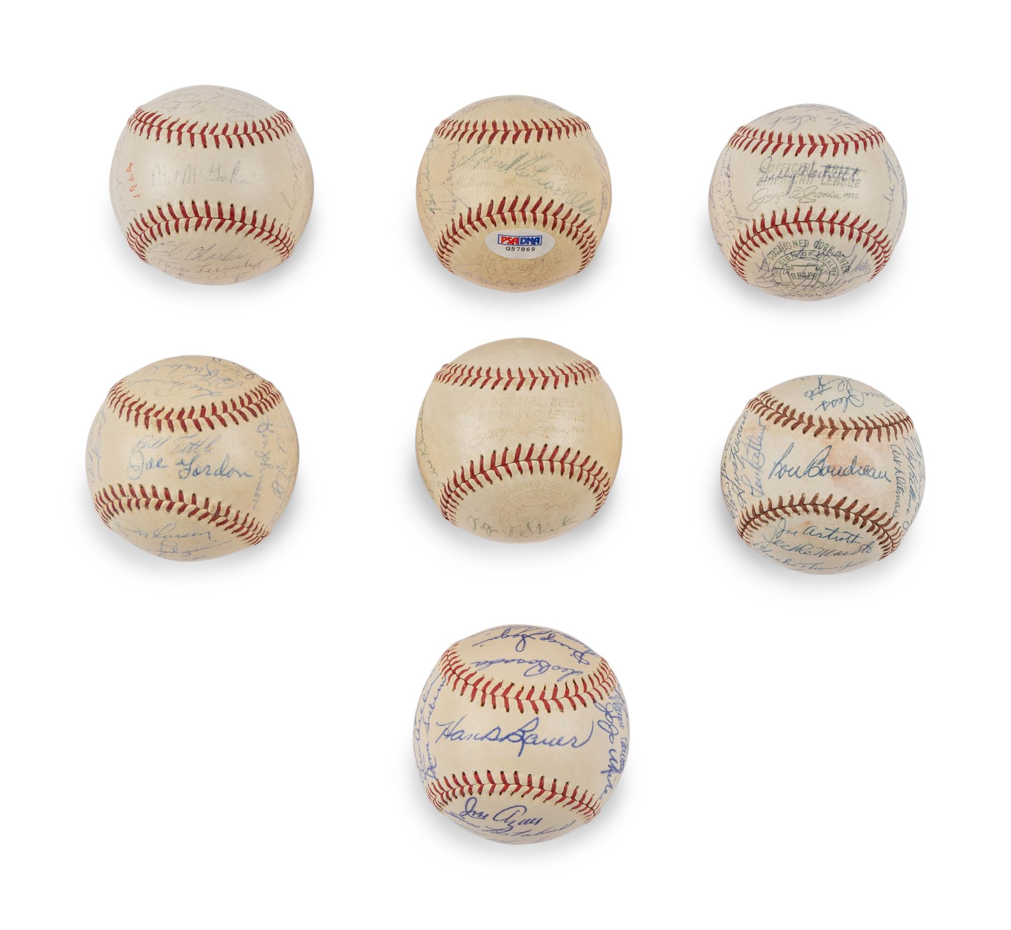 A Large Group of 1950s-60s Kansas City Athletics Team Signed Autograph Baseballs,