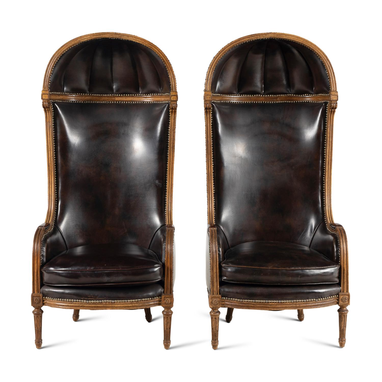A Pair of Louis XVI Style Oak Guérites