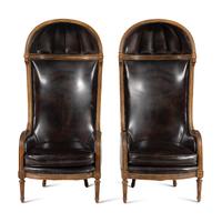 A Pair of Louis XVI Style Oak Guérites