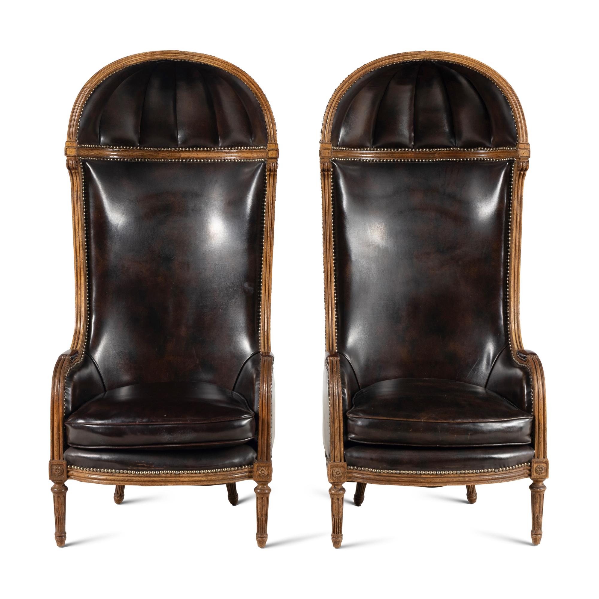 A Pair of Louis XVI Style Oak Guérites