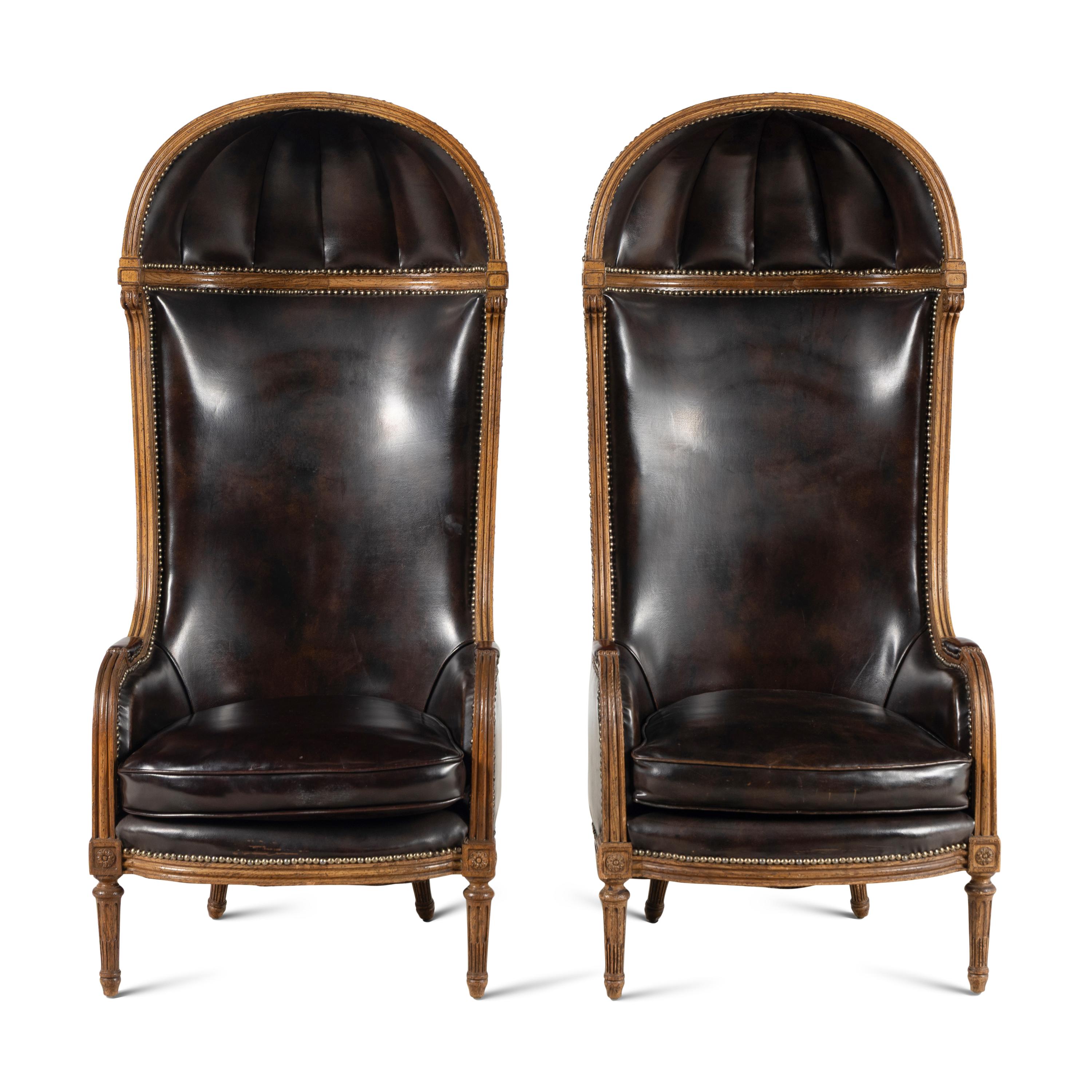 A Pair of Louis XVI Style Oak Guérites