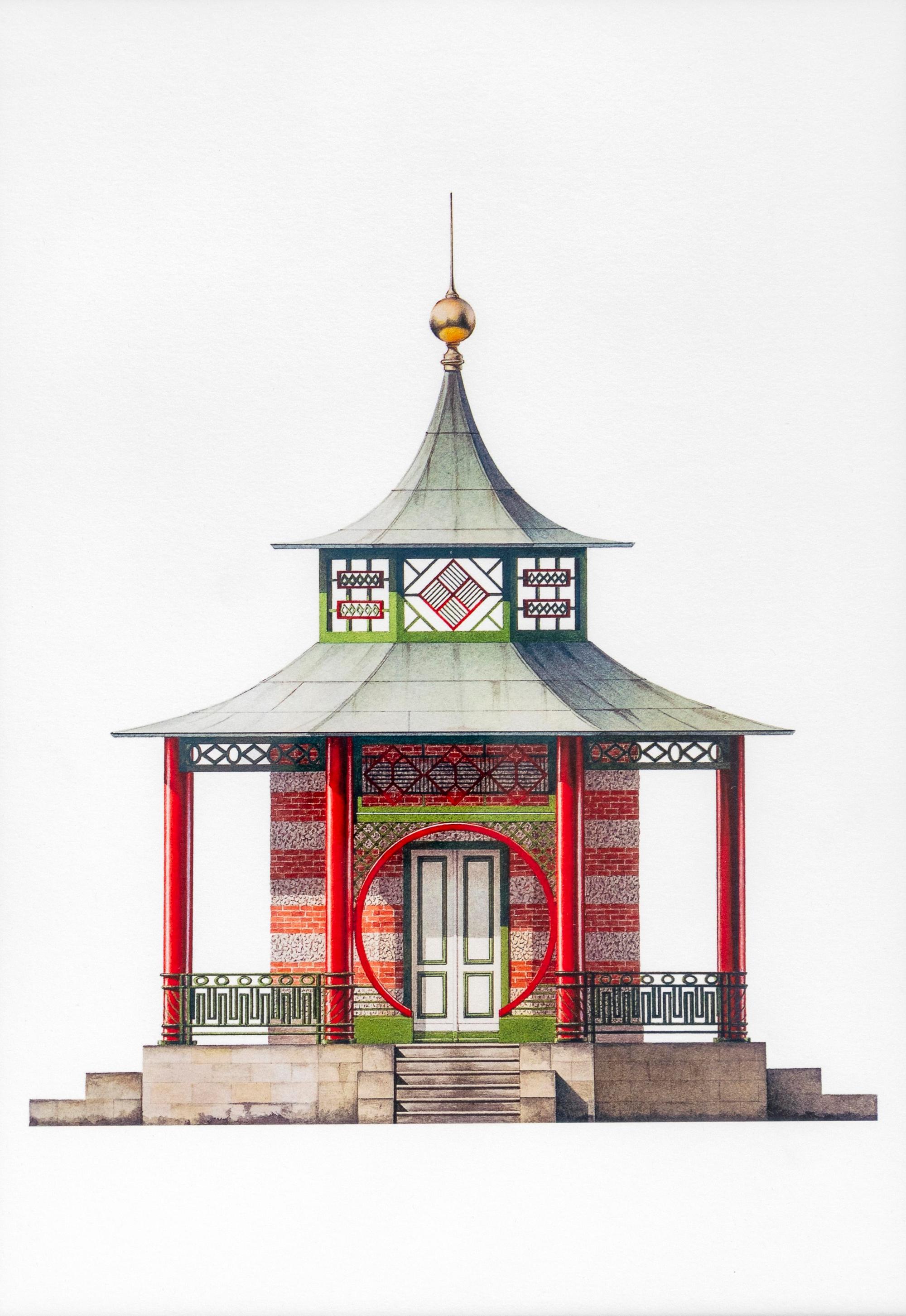 A Group of Gilt Framed Color Reproductions of Dams & Zega's Watercolors Chinoiseries — 20TH CENTURY