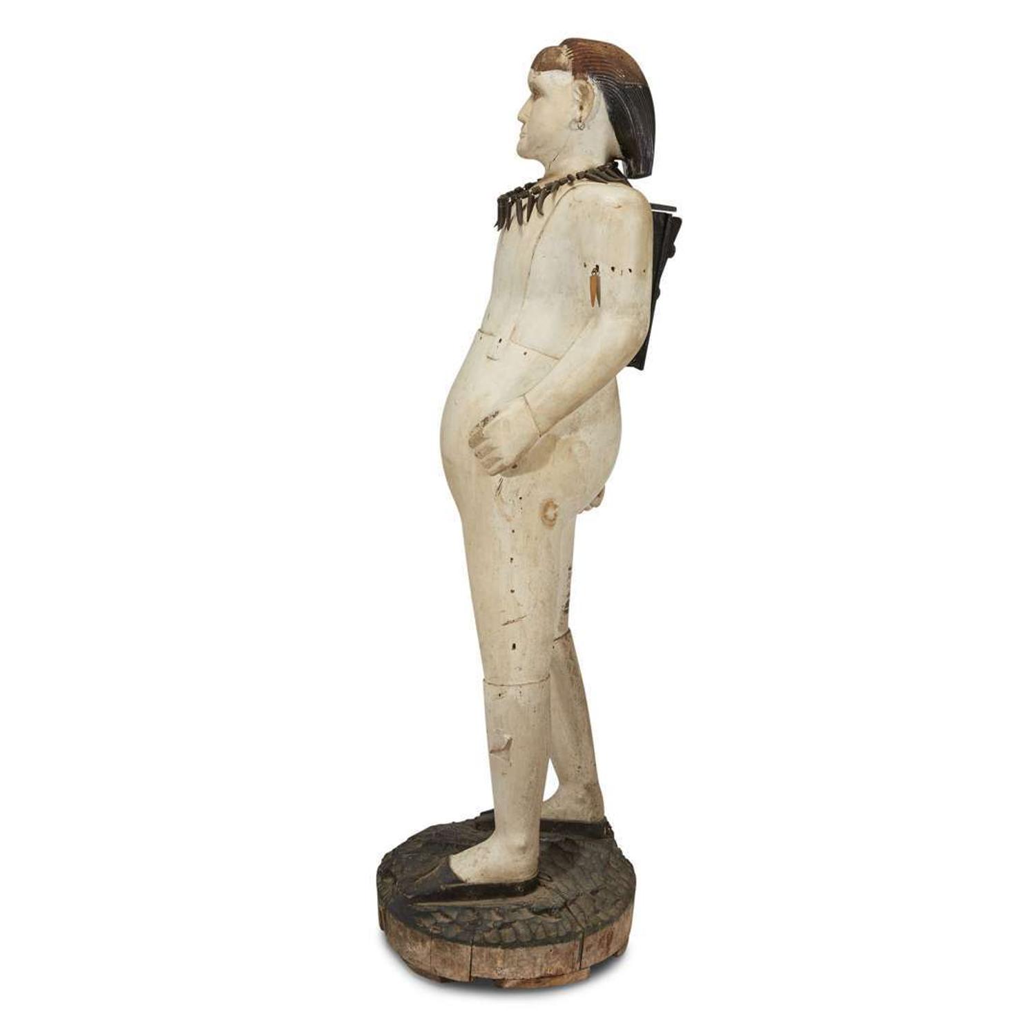 Carved and painted figure of trapper possibly New Jersey, circa 1870