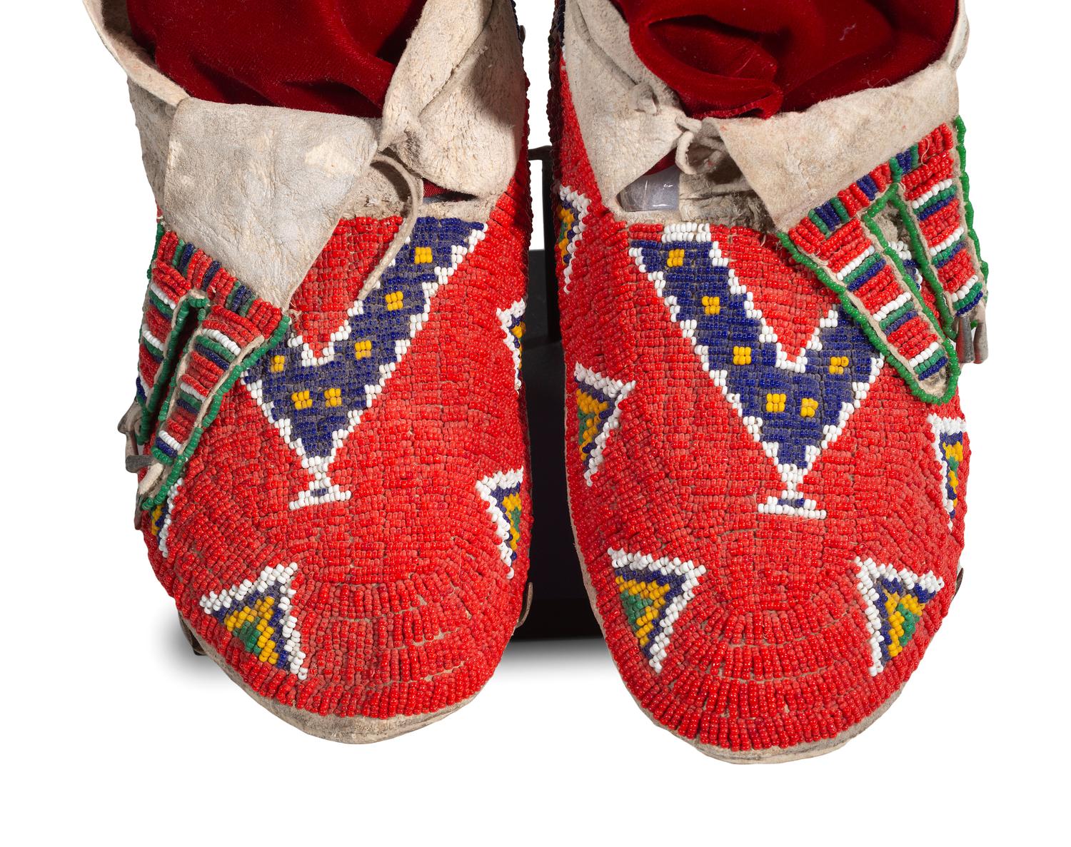 Plains Beaded Hide Moccasins