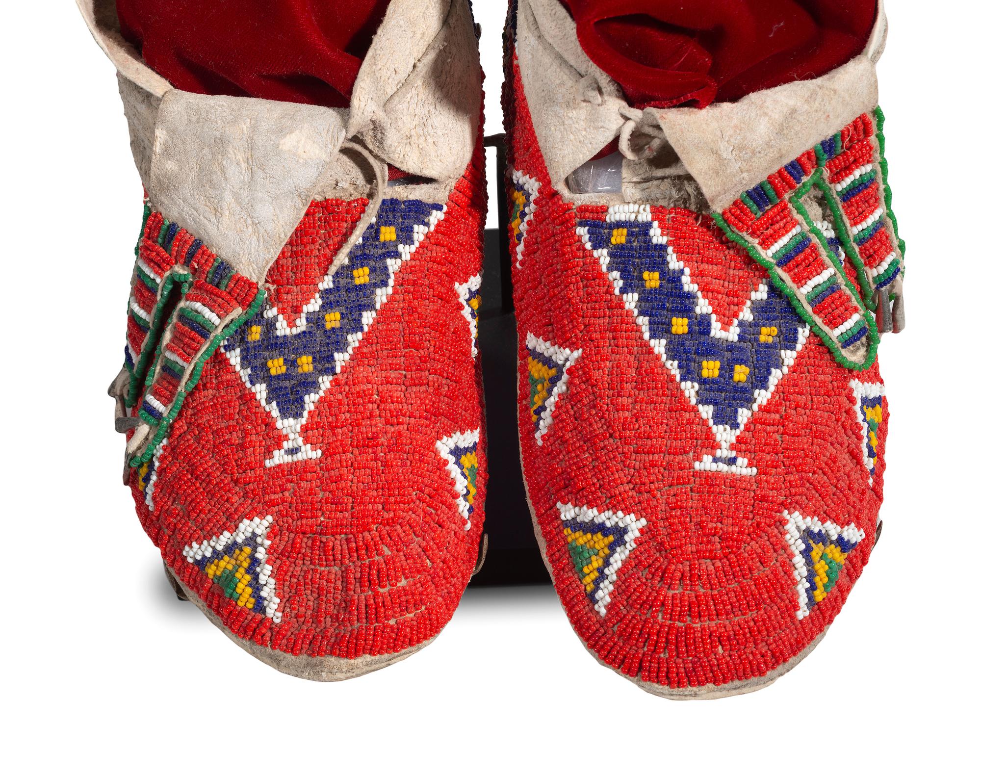 Plains Beaded Hide Moccasins