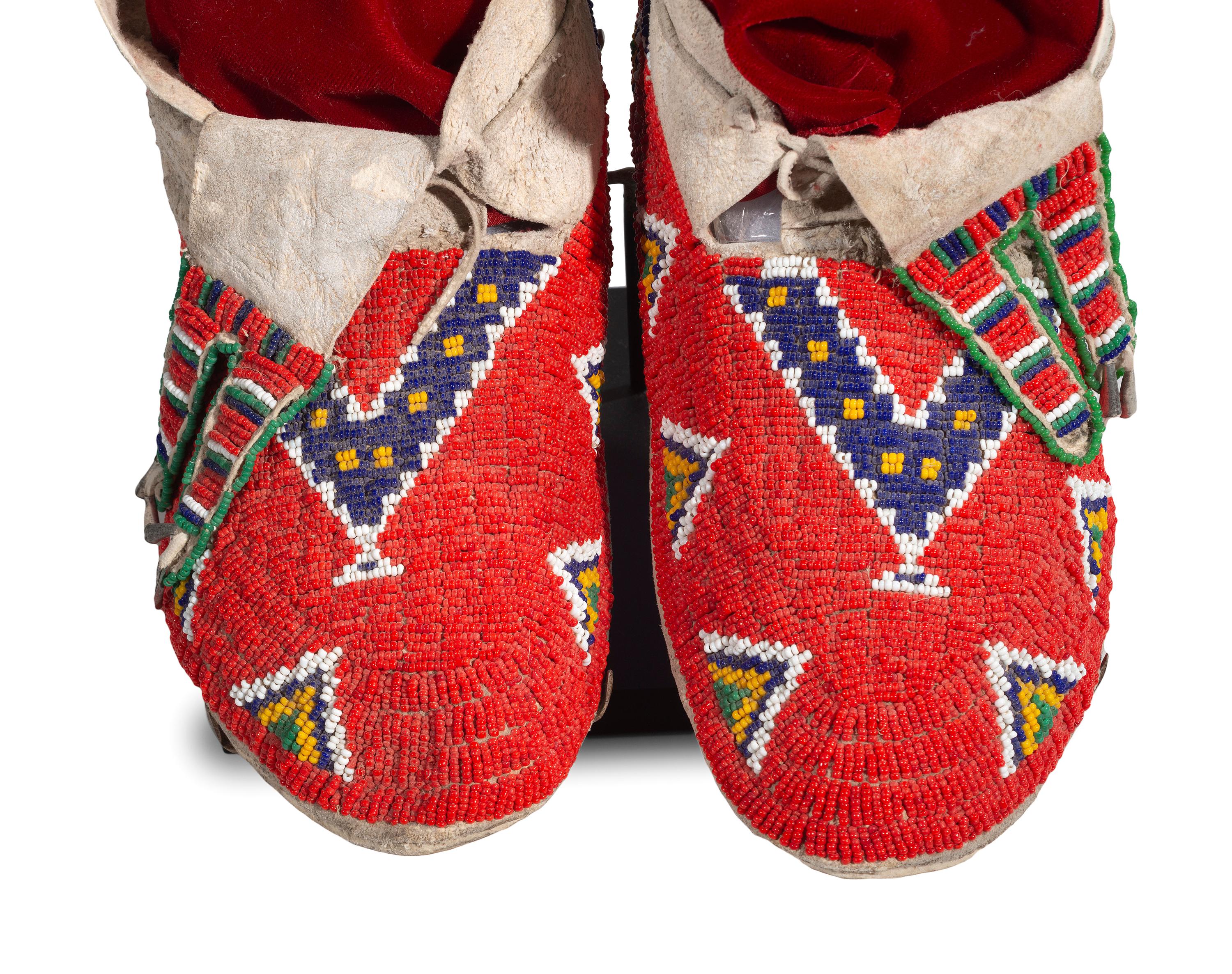 Plains Beaded Hide Moccasins