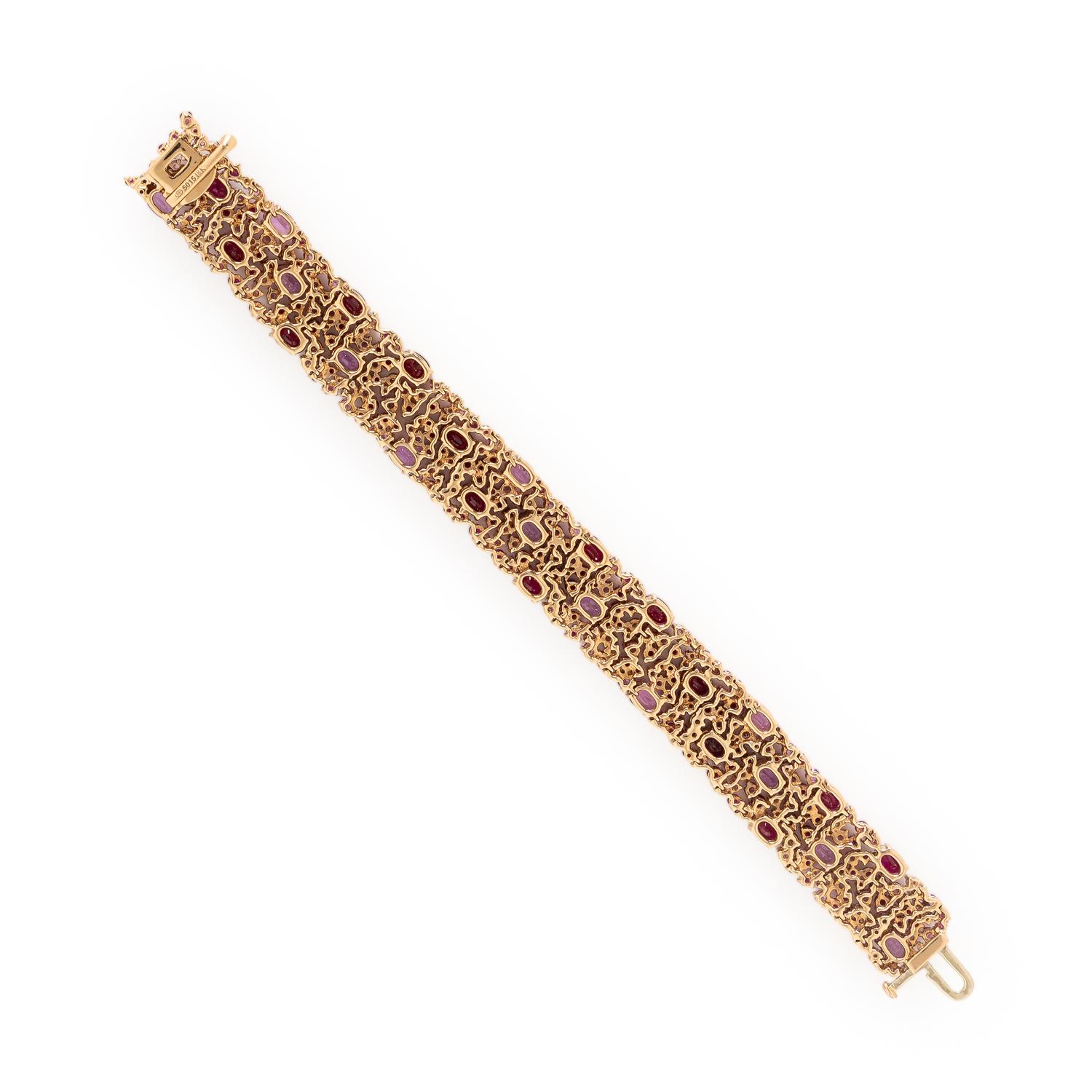 Robert Procop, Ruby, Pink Sapphire, Diamond, and Rose Gold 'American Glamour' Bracelet