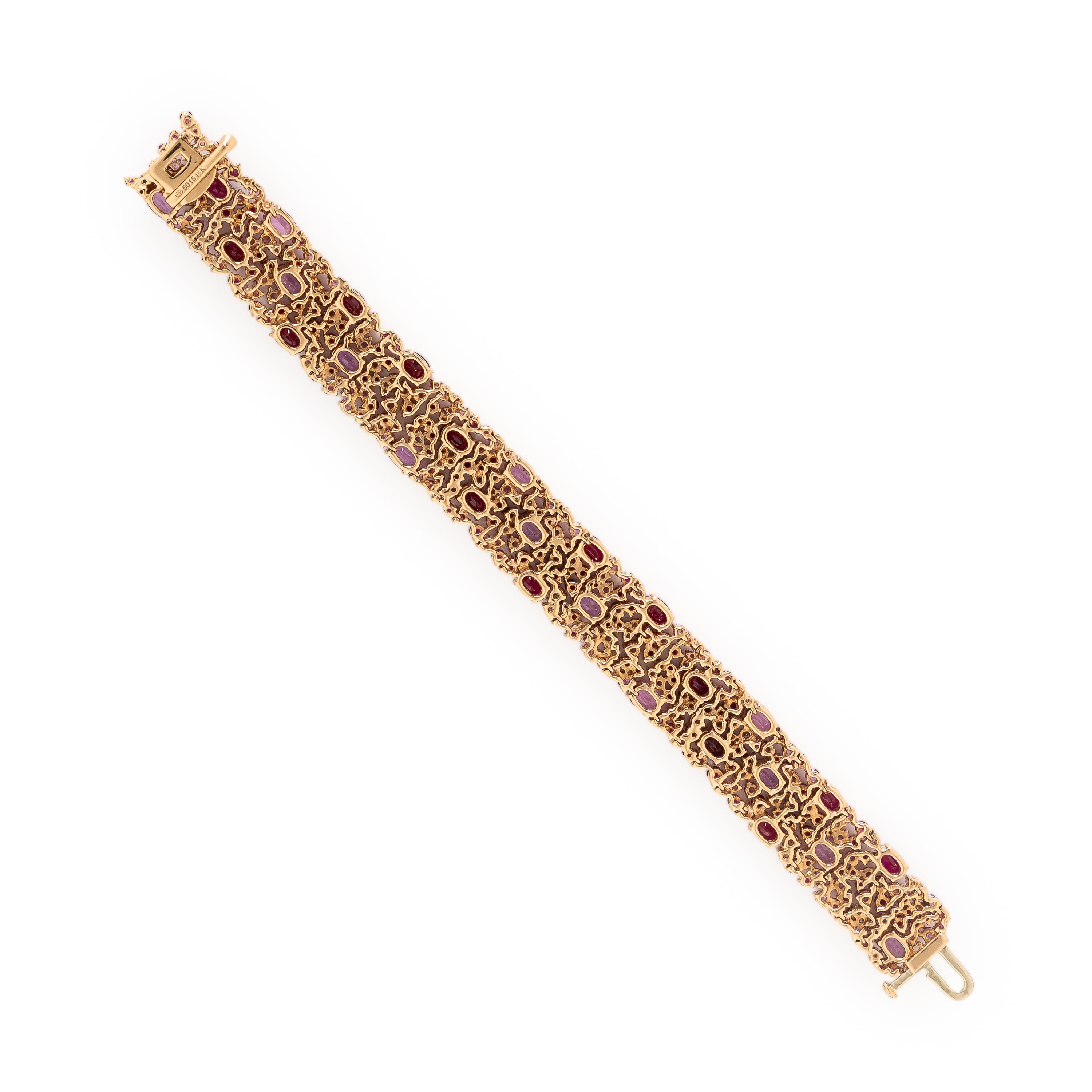 Robert Procop, Ruby, Pink Sapphire, Diamond, and Rose Gold 'American Glamour' Bracelet