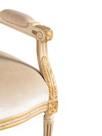 A Louis XVI Style Painted and Parcel Gilt Settee