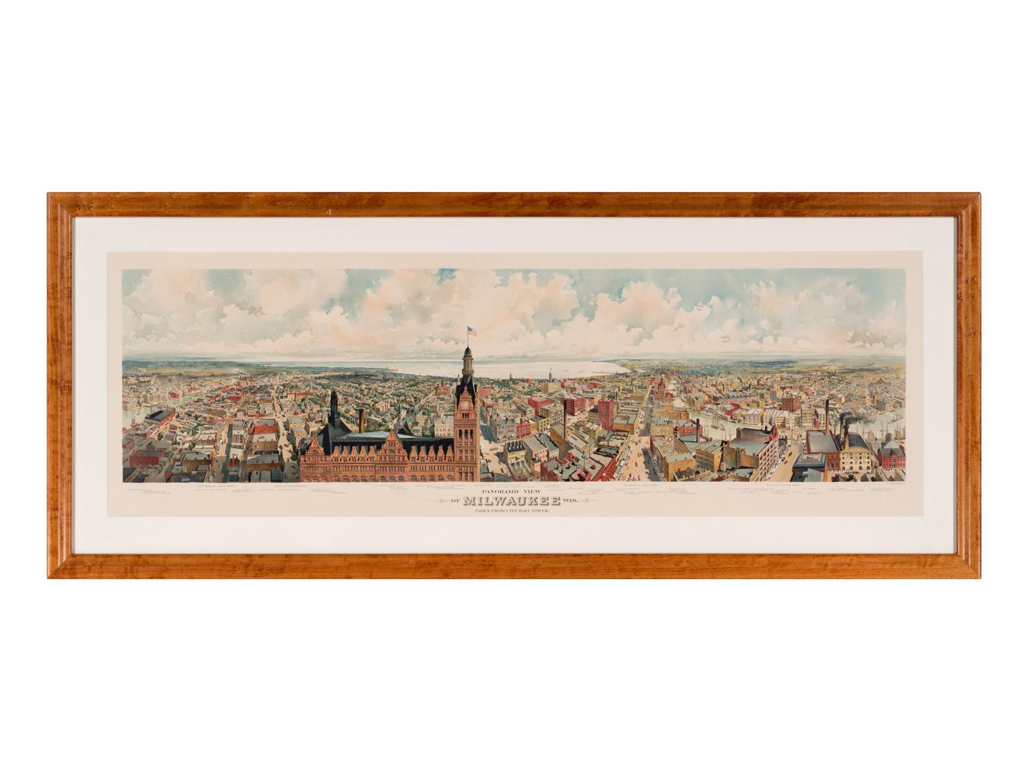 [MAPS & VIEWS]. Panoramic View of Milwaukee Wis. Taken from City Hall Tower . Milwaukee: Gugler Lithographic Co., 1898.