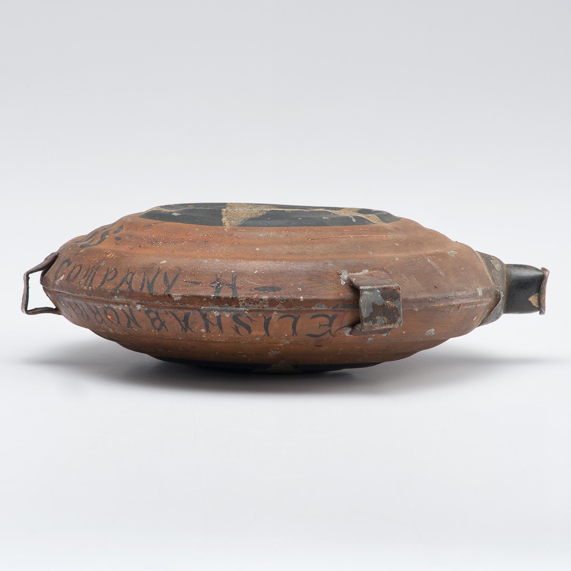 Hand-Painted Civil War Canteen Identified to Elisha B. Norris, 13th Vermont & 56th Massachusetts, with Gettysburg History