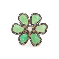 CHRYSOPRASE AND DIAMOND FLOWER RING