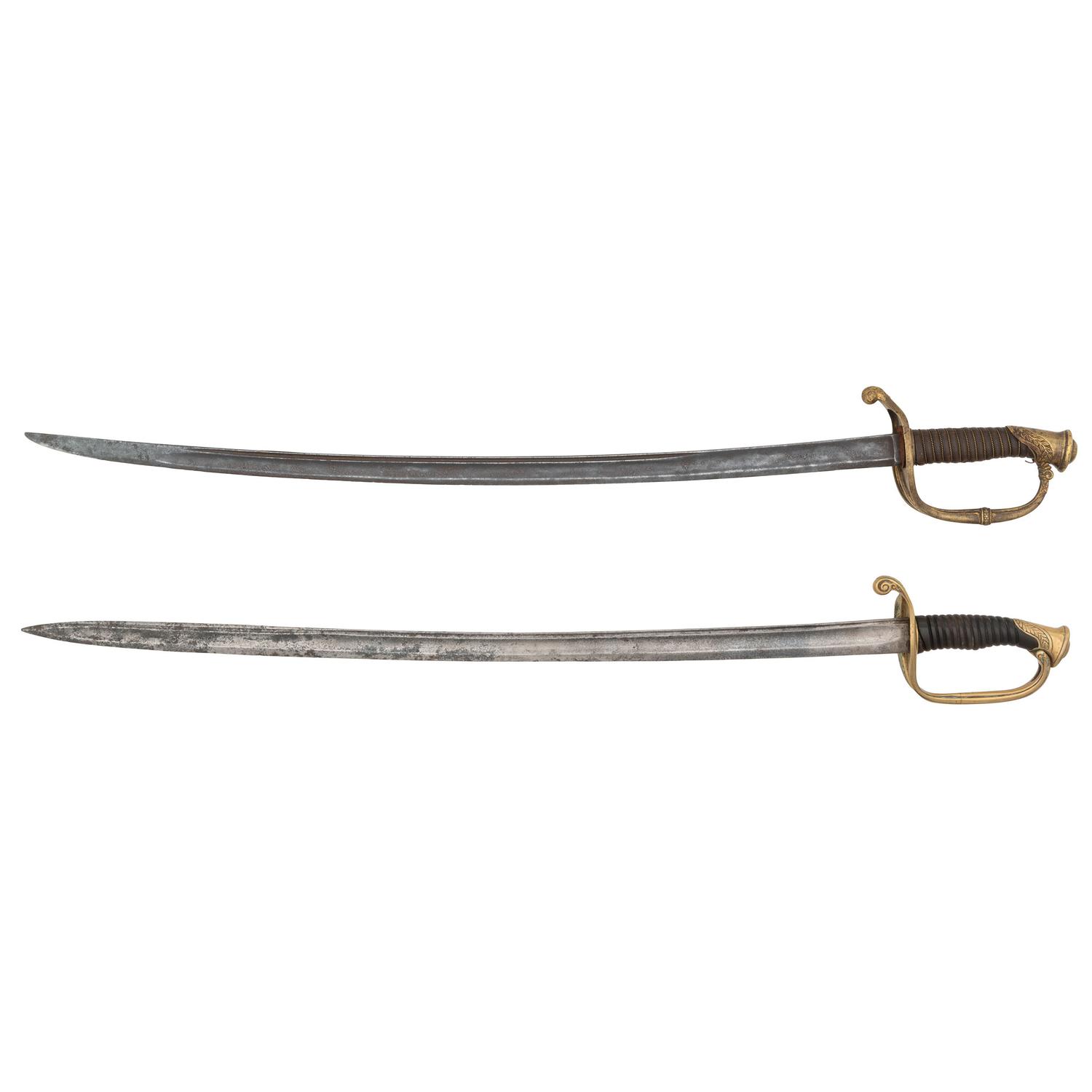 Lot of Two Mid-19th Century European Officer's Swords