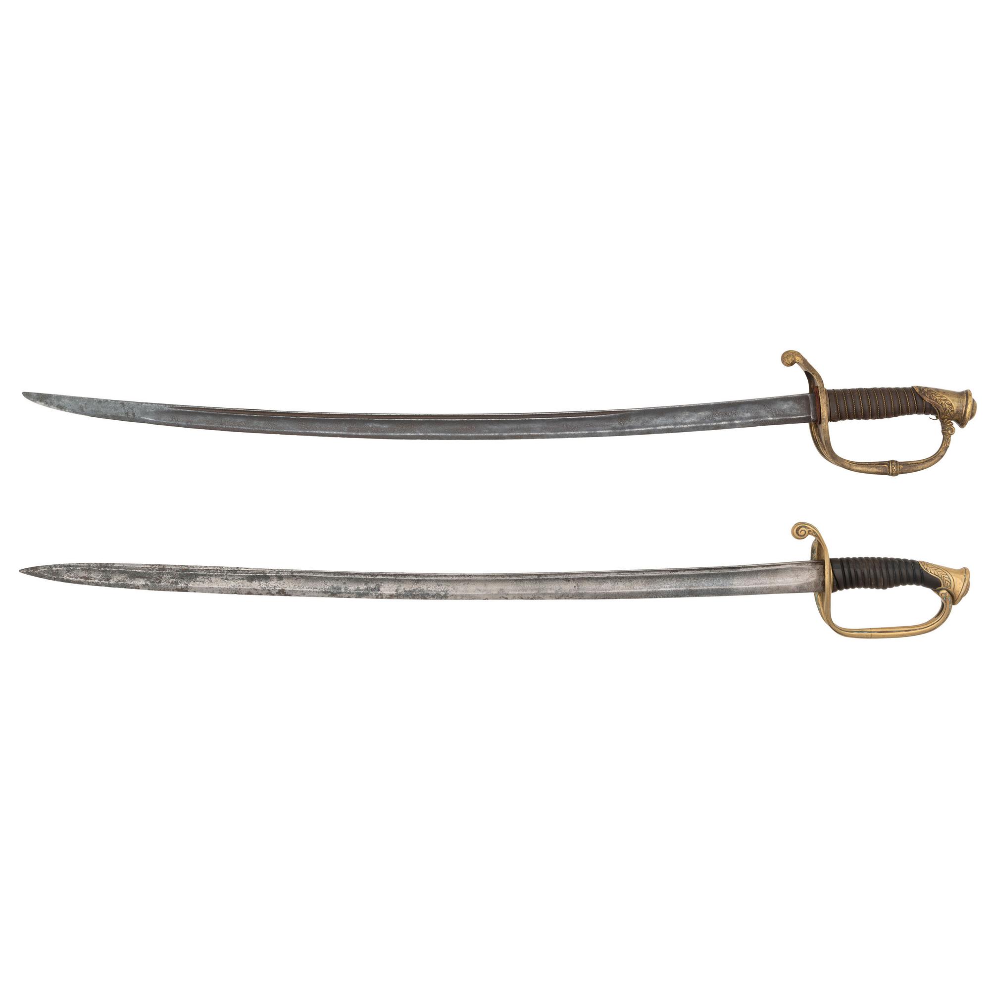 Lot of Two Mid-19th Century European Officer's Swords