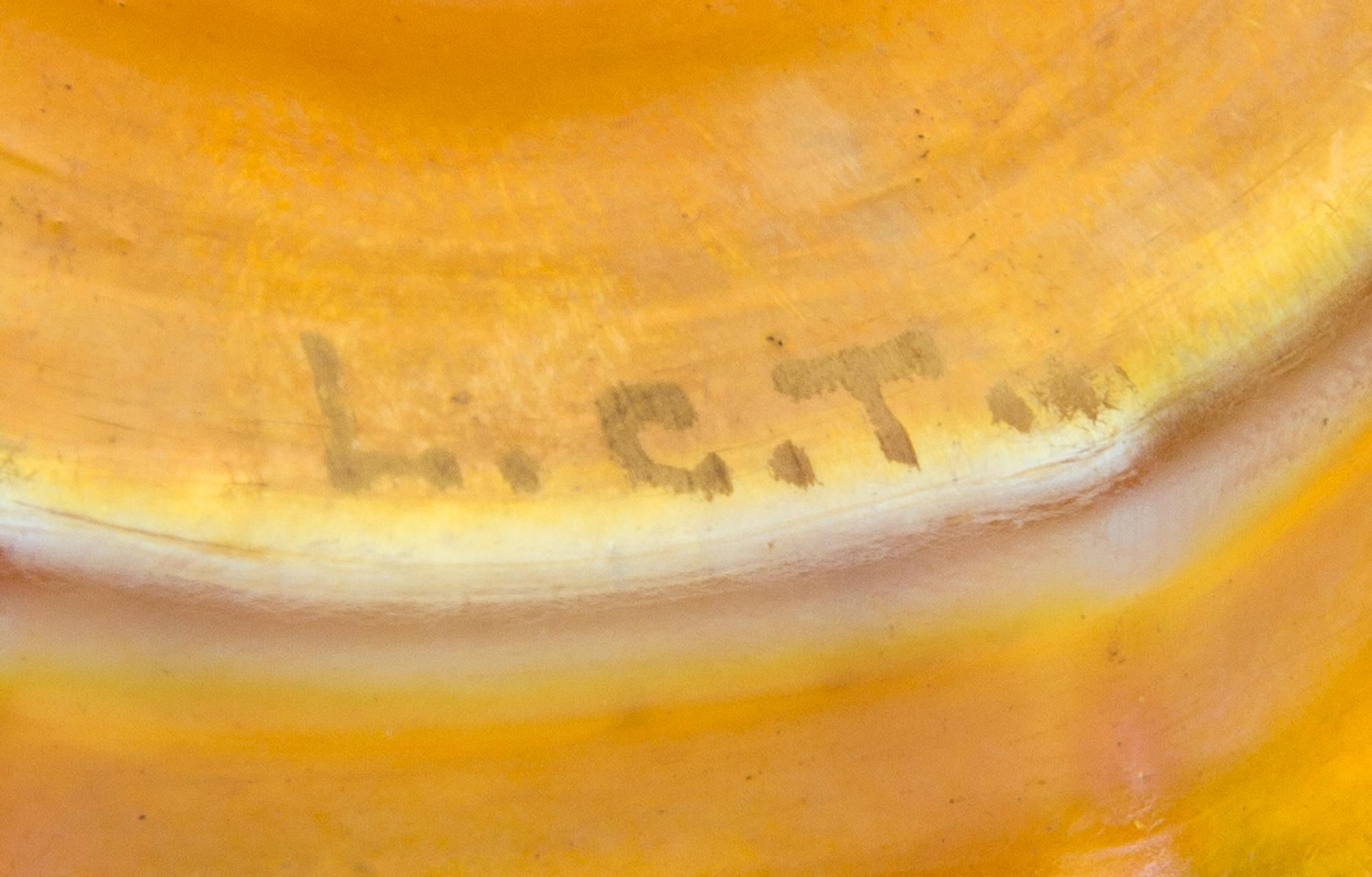Tiffany Studios, a Favrile glass finger bowl and underplate