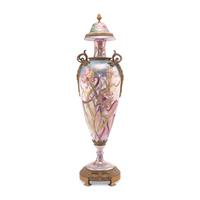 A Sèvres Style Gilt Bronze Mounted Porcelain Urn