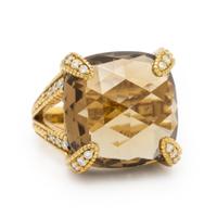 Judith Ripka, Smoky Quartz and Diamond Ring