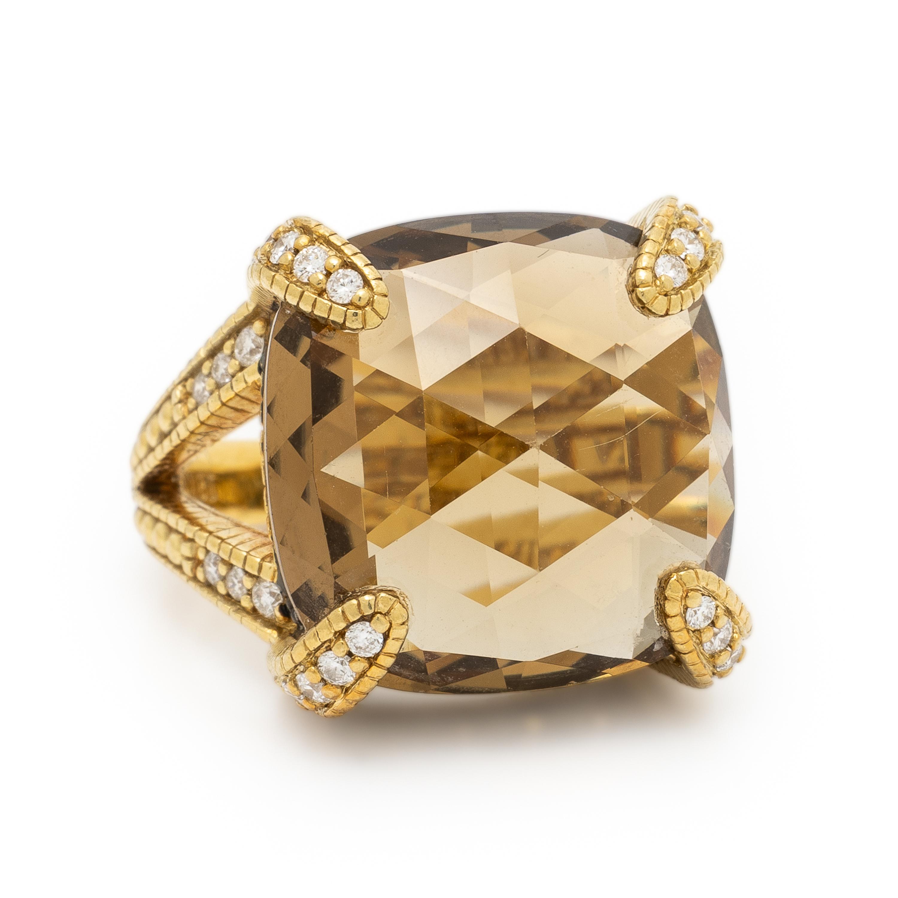 Judith Ripka, Smoky Quartz and Diamond Ring
