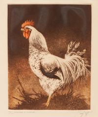 Two Copies, Dominique at Daybreak, editions 64/100 and 43/100; together with Brown Trout , edition 39/500, signed illegibly and Red Hen , edition 22/50, signed illegibly