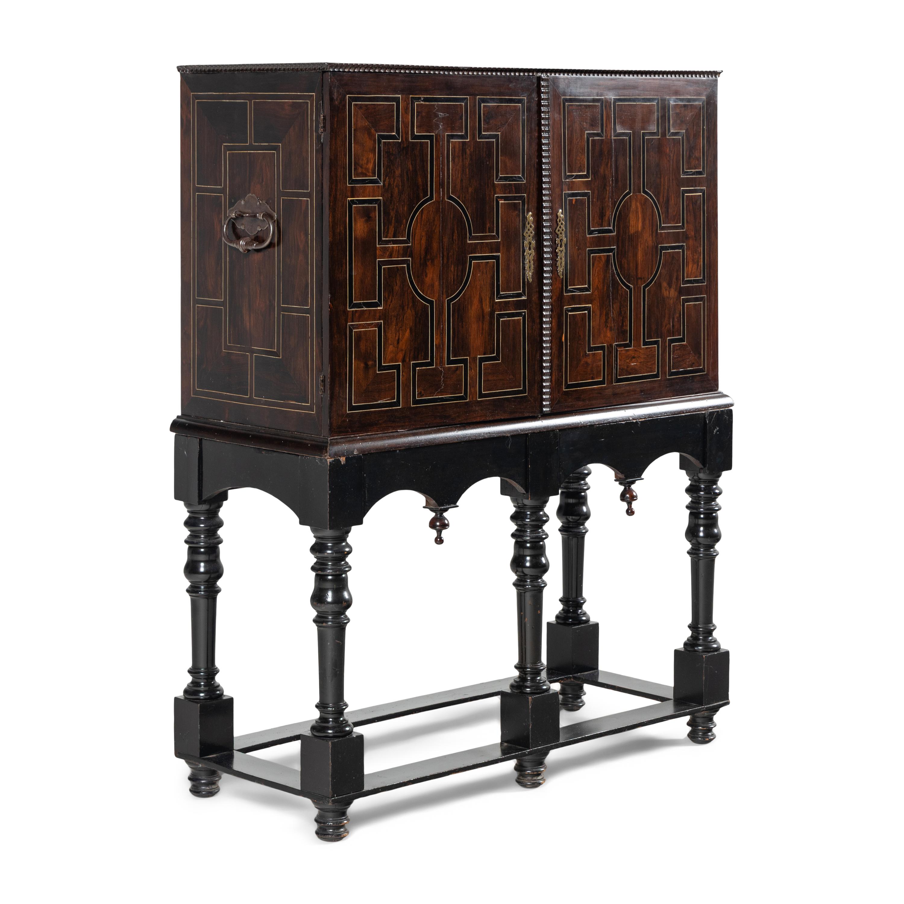 A Flemish or German Rosewood Cabinet on Stand