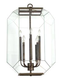 A Glass and Steel Hanging Lantern Height 28 x diameter 16 inches. — 20TH CENTURY