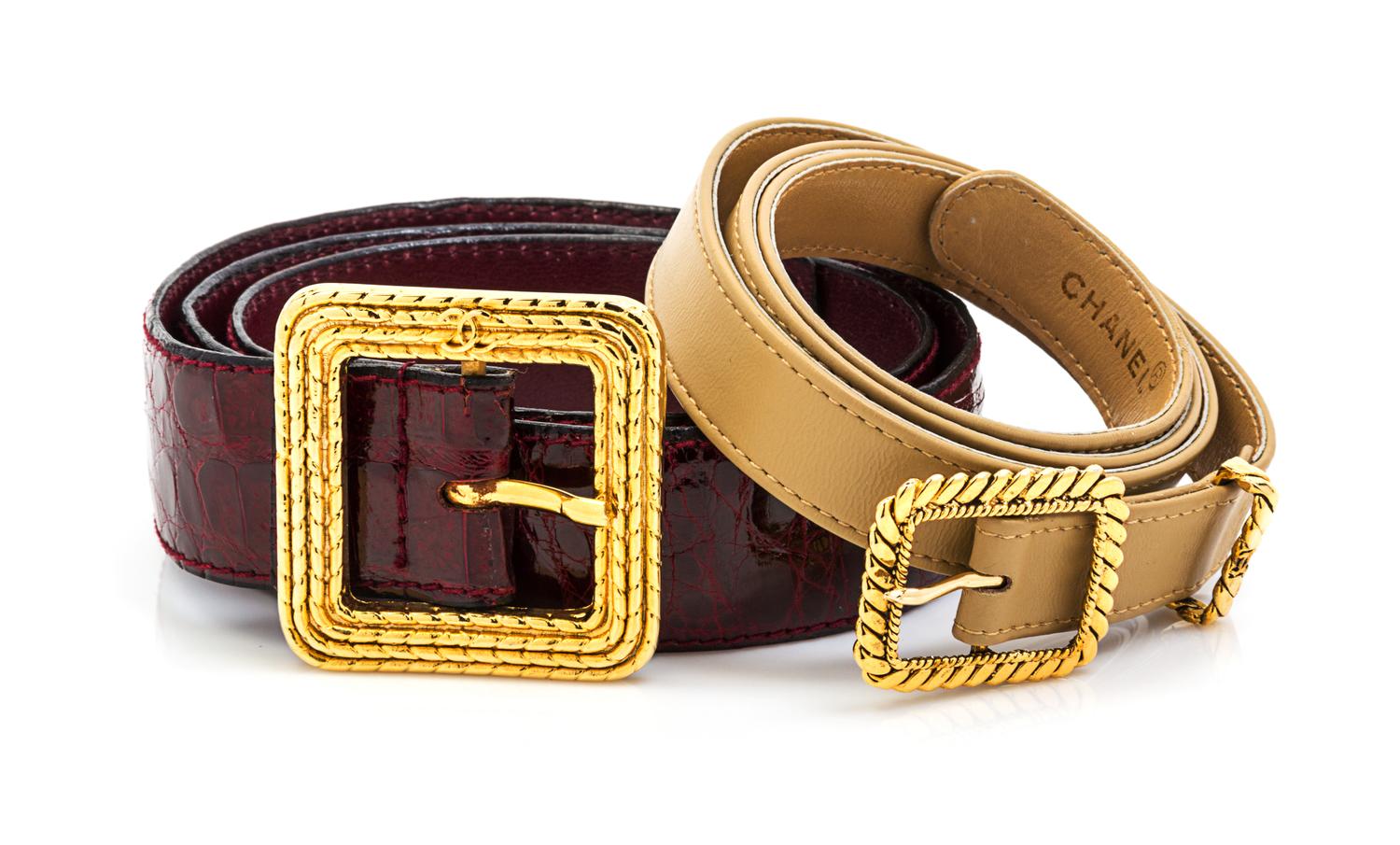 Two Chanel Leather Belts,