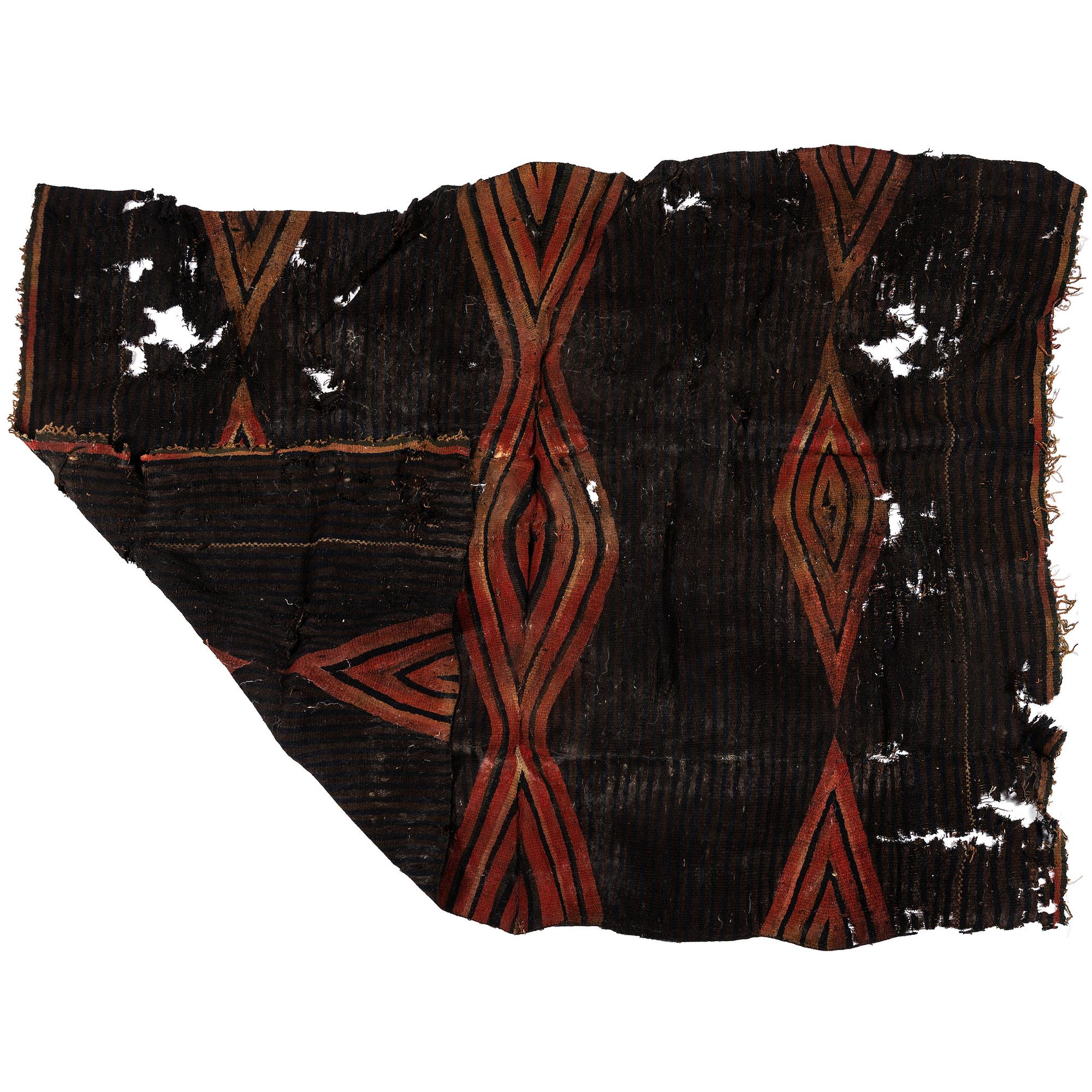 Remnant of Navajo Moki-Style Wedge Weave Blanket / Rug