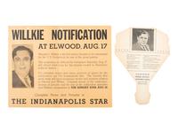 [WILLKIE, Wendell (1892-1944)]. A group of broadsides, sheet music, and campaign ephemera, comprising: