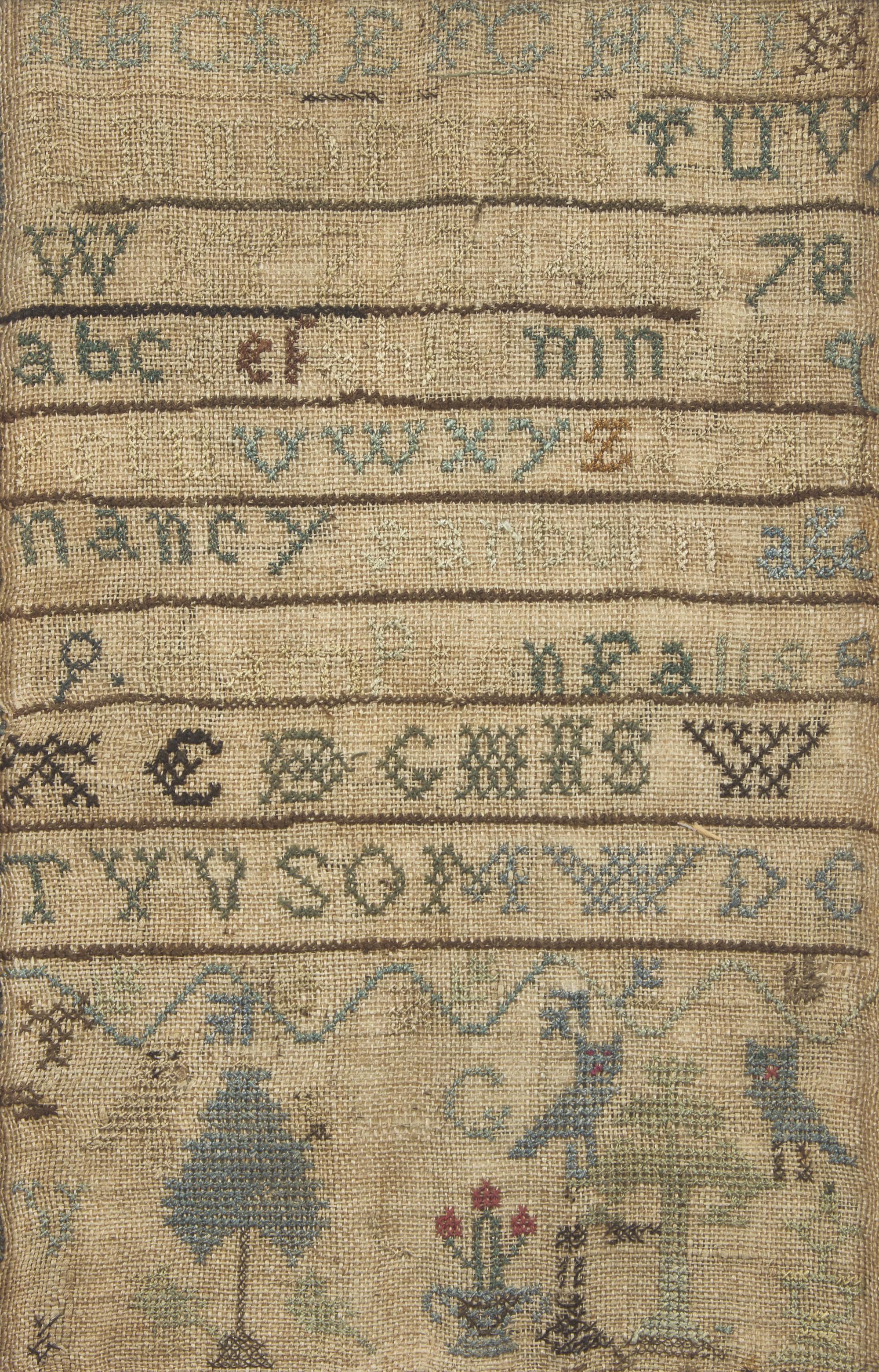 A Group of Four American Needlework Samplers, Early 19th Century