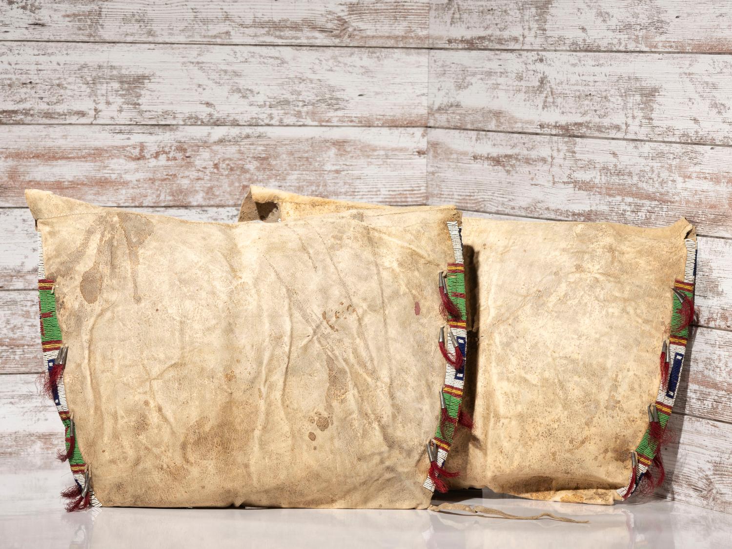 Sioux Beaded Hide Possible Bags, Matched Pair