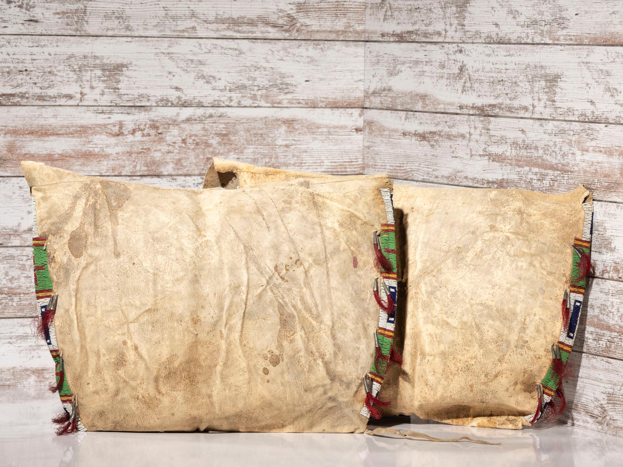 Sioux Beaded Hide Possible Bags, Matched Pair