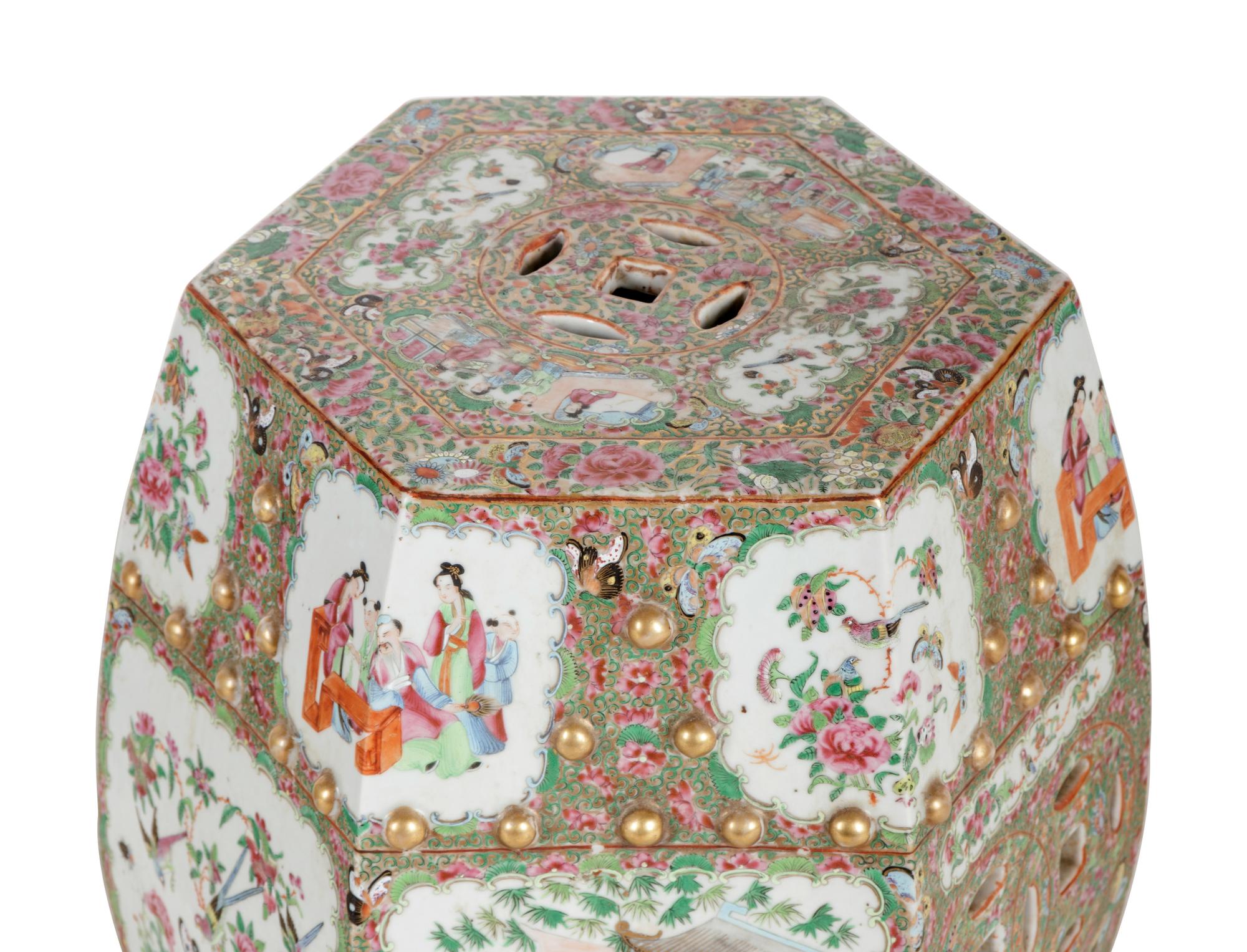 A Pair of Chinese Export Famille Rose Porcelain Garden Stools