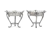 A Pair of Edwardian Silver Footed and Reticulated Candy Dishes