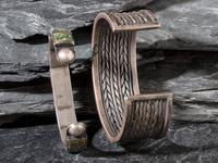 Pair of Navajo Silver and Turquoise Cuff Bracelets