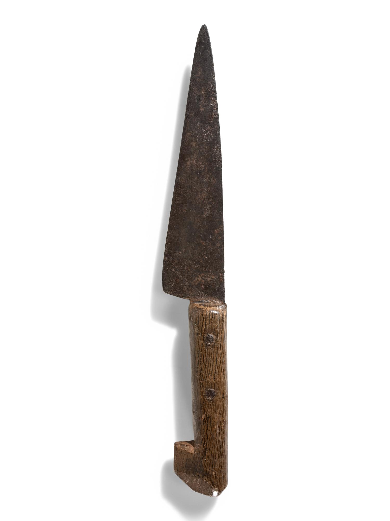 Plains Knife, with Figural Wood Handle