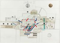 Saul Steinberg, (Romanian/American, 1914-1999), Via Air Mail, 1970