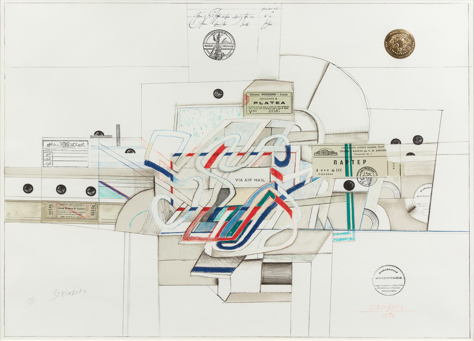 Saul Steinberg, (Romanian/American, 1914-1999), Via Air Mail, 1970