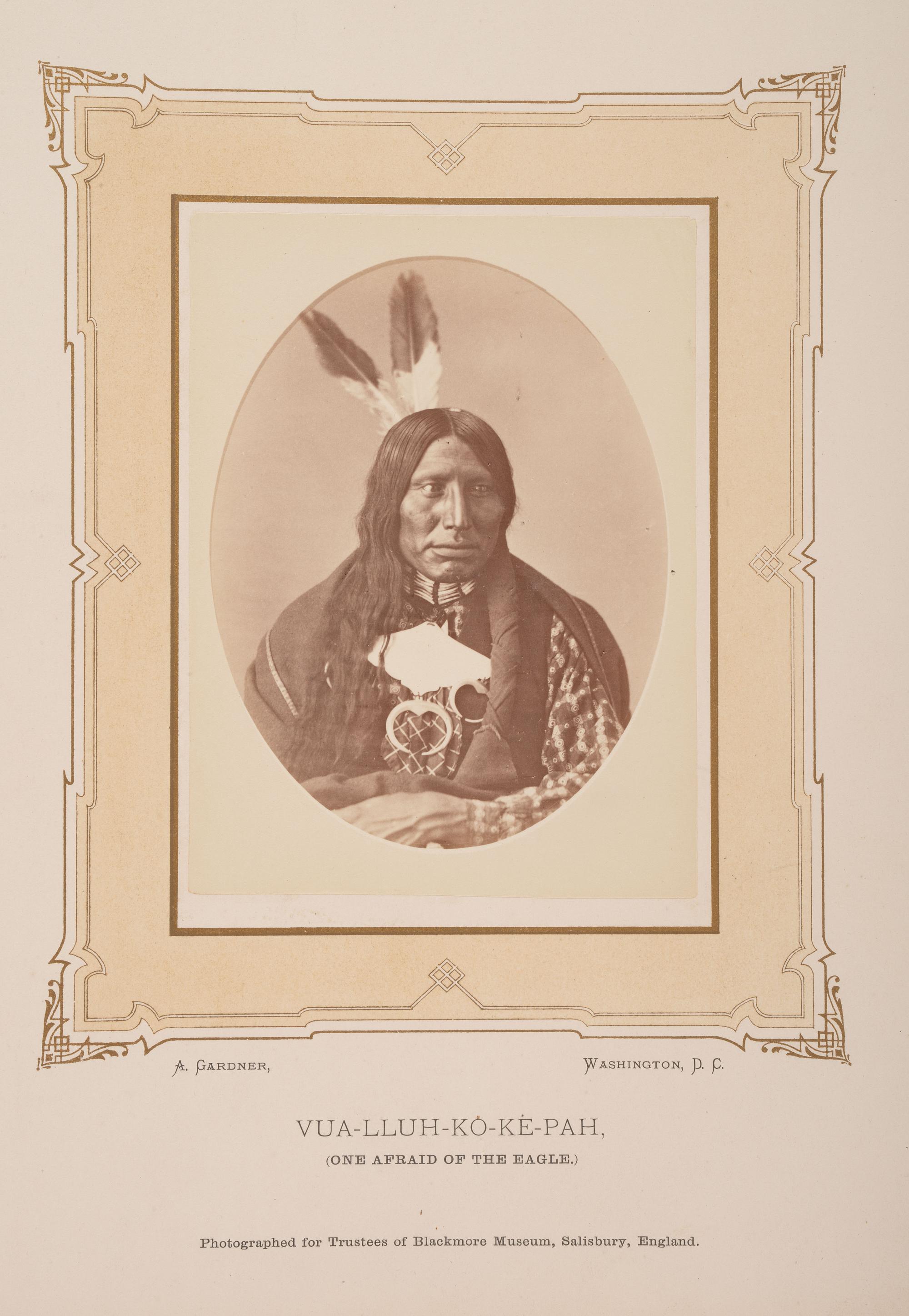 Alexander Gardner (Scottish-American, 1821-1882) — Studio Portrait of One Afraid of the Eagle, Vua-Lluh-Ko-Ke-Pah . Washington, DC ca 1870