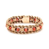 YELLOW GOLD AND CORAL BRACELET