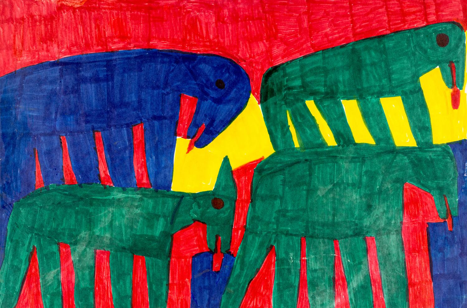 Untitled (Prehistoric Animals), Untitled (Prehistoric Animals), Untitled (Prehistoric Animals) and Untitled (Prehistoric Animals (four works)