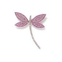 DIAMOND AND PINK SAPPHIRE DRAGONFLY BROOCH
