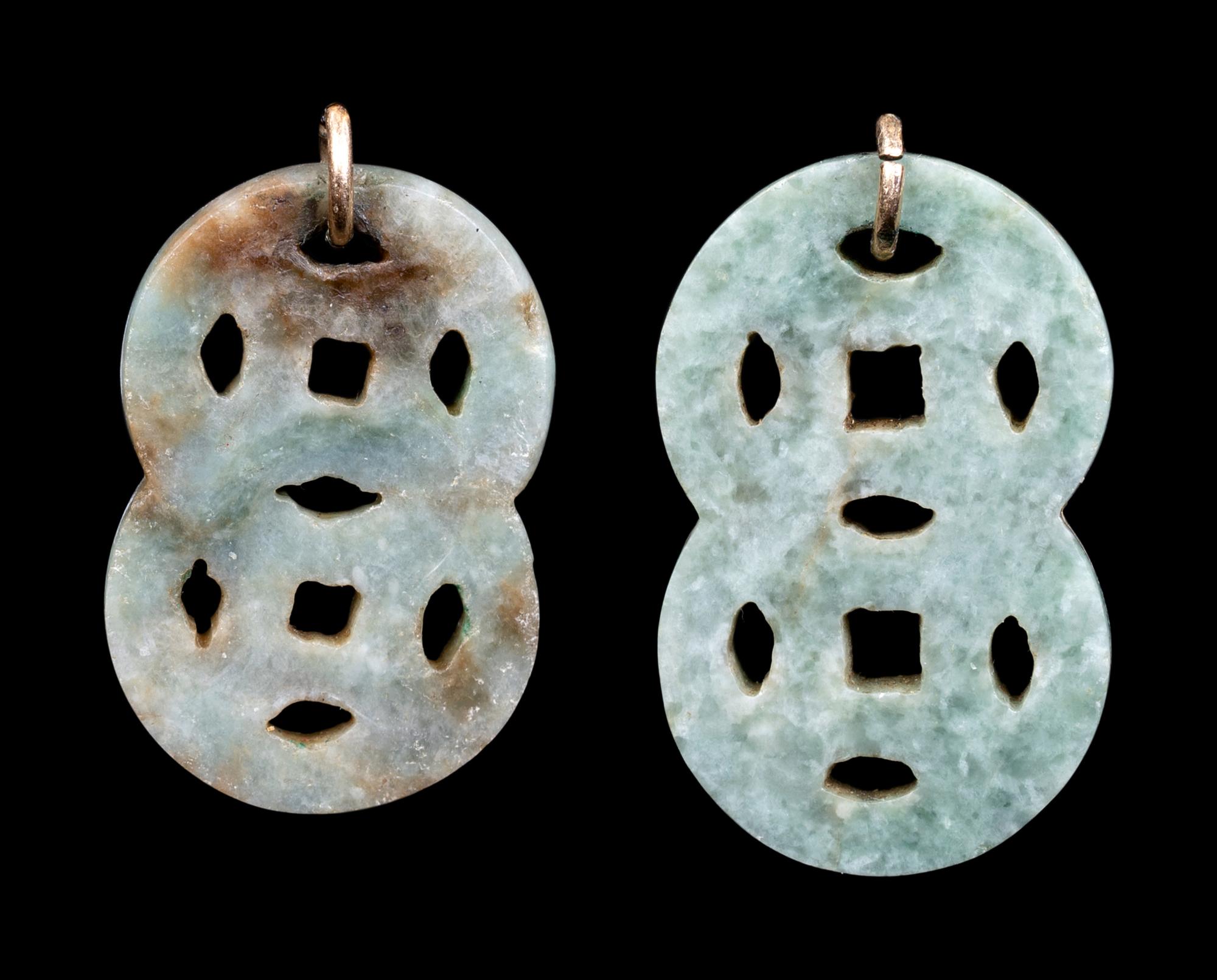 Four Pairs of Chinese Gold Mounted Jadiete Earrings