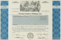 A Florida Panthers Stock Certificate,