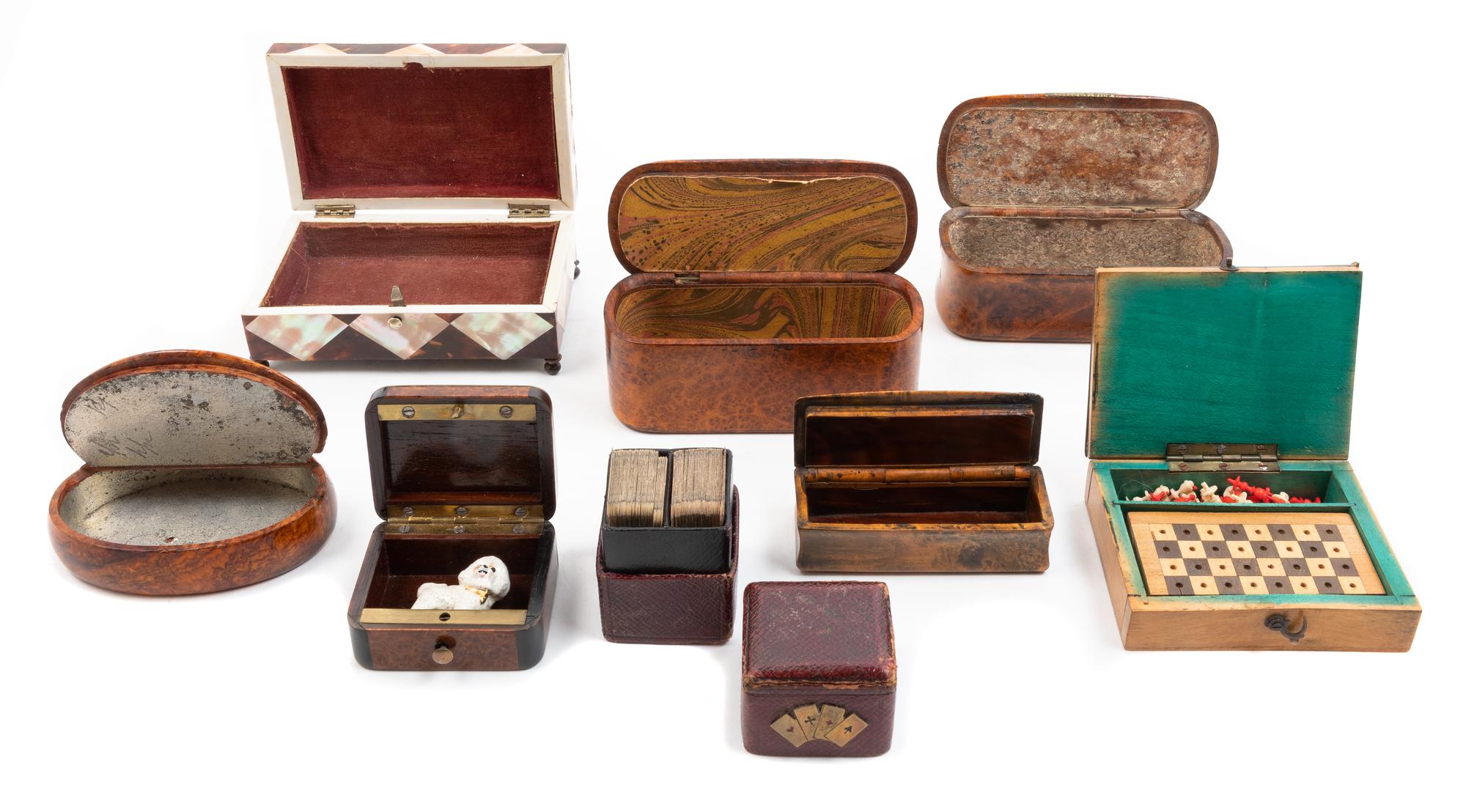 A Collection of English Boxes Width of first 3 1/4 inches. — 19TH CENTURY