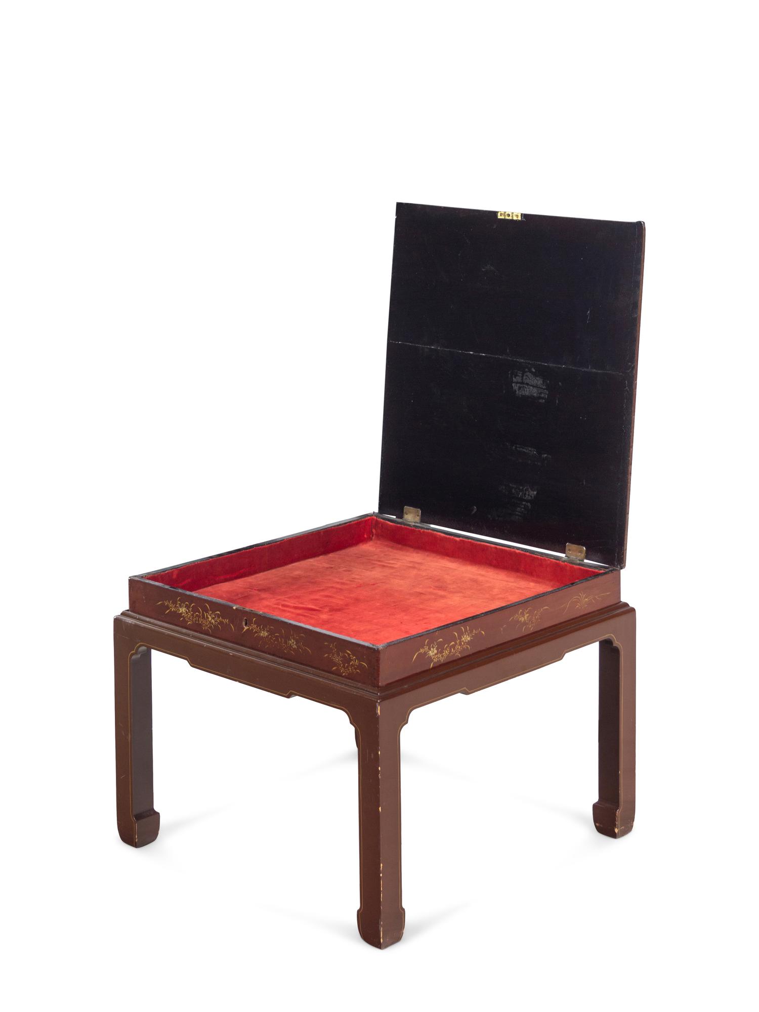 APPROVED FOR DONATION A Chinese Export Lacquer Box on a Later Stand
