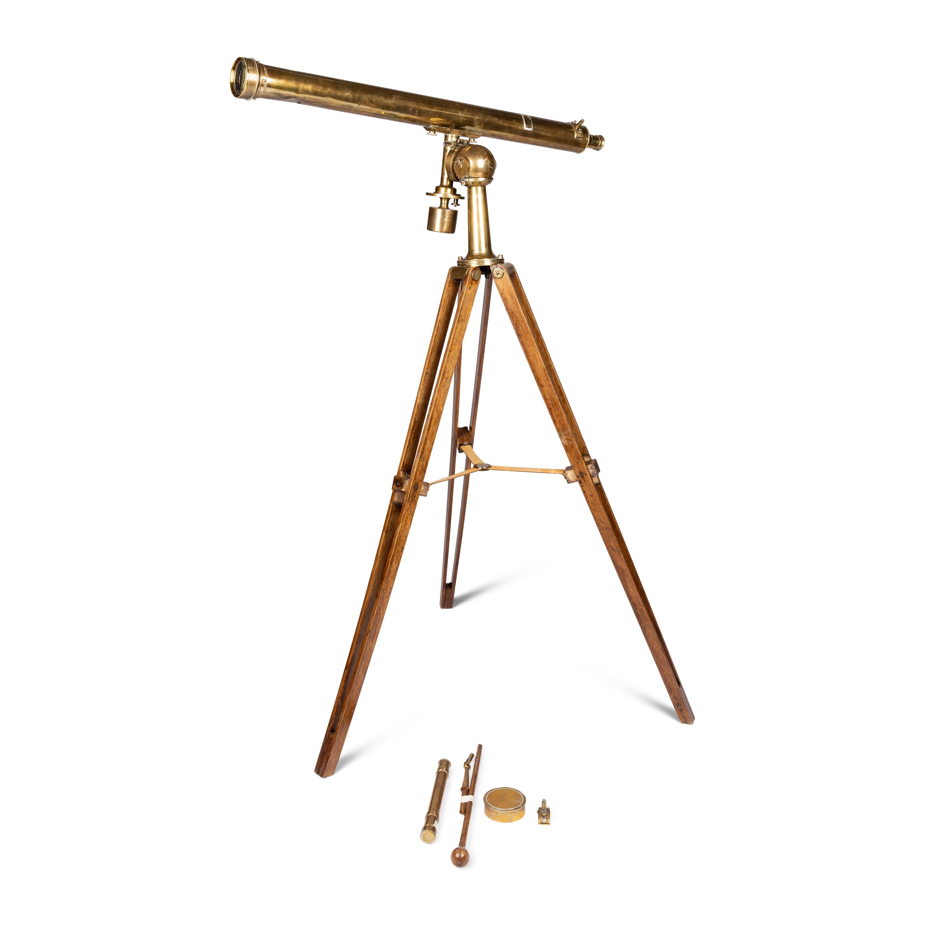 An English 3 1/2-Inch Diameter Brass Telescope on Stand